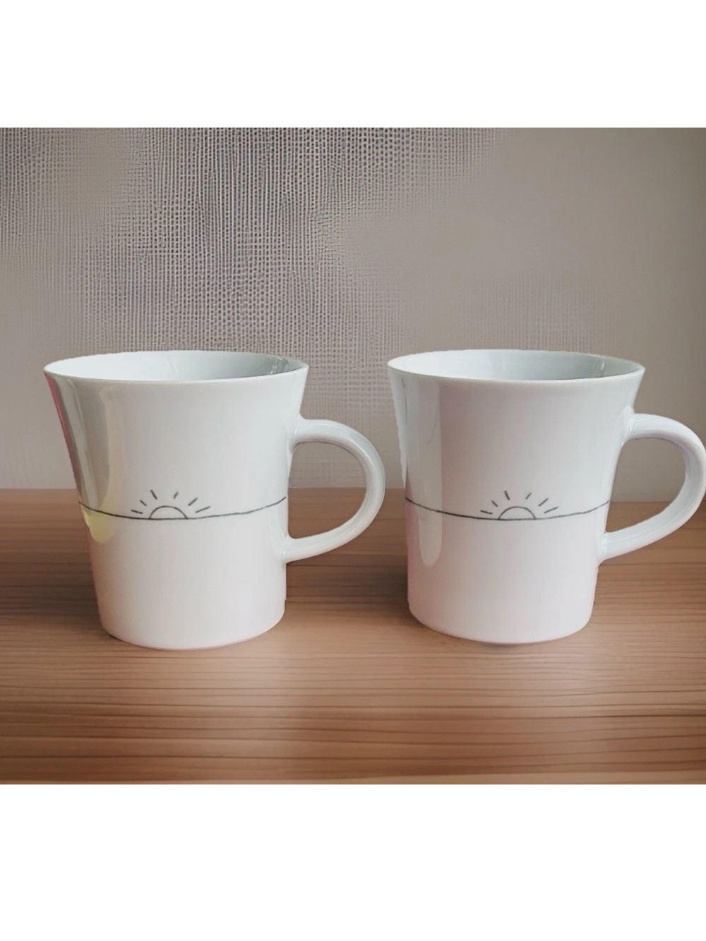 Crate&Barrel White Minimalist Kahla Sunrise Porcelain Mug Germany SET OF 2